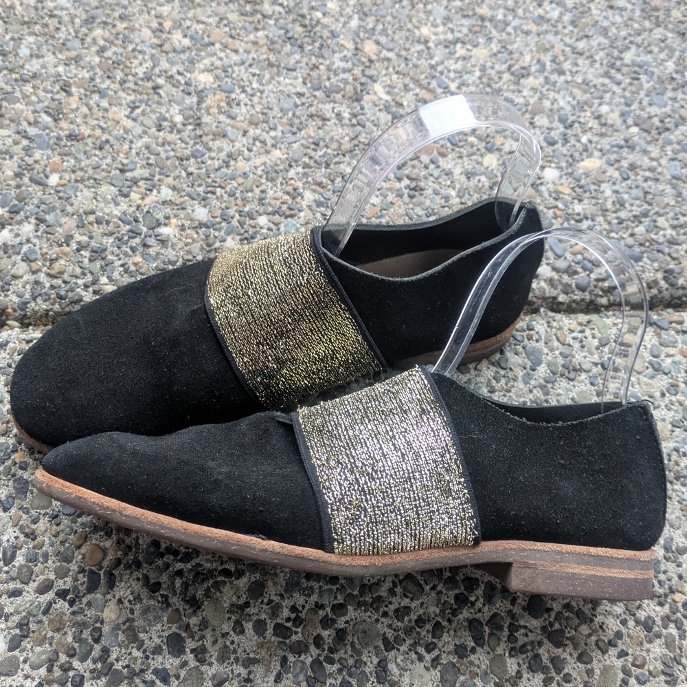 U-Dot Black Gold Suede Shoes